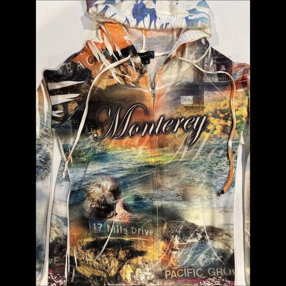 Passion-I Monterey Scenic Print Hooded Sweatshirt Multi Color Size Women M - Picture 14 of 15